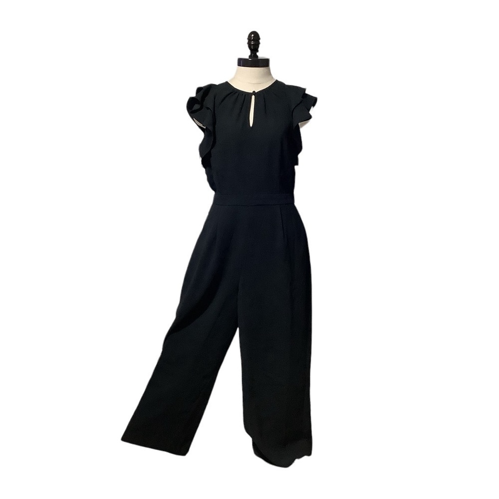 J.CREW Black Flutter Sleeve Wide Leg Jumpsuit - Size 4